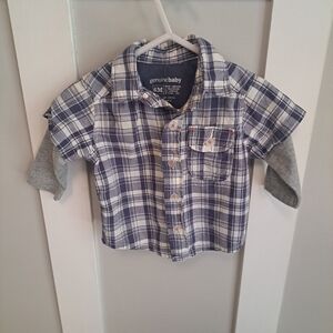 Genuine Baby by OshKosh Plaid Button-Down Shirt with Layered Sleeves Size 6M